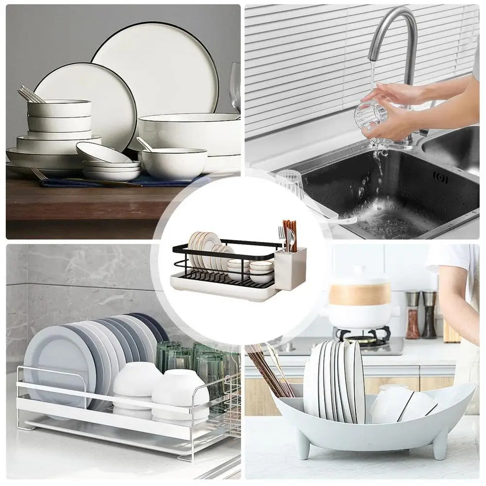 Kitchen Drying Rack Kitchen Dish Storage Rack Countertop Drain Rack  With Utensil Holder Drying Dish Rack Kitchen Supplies