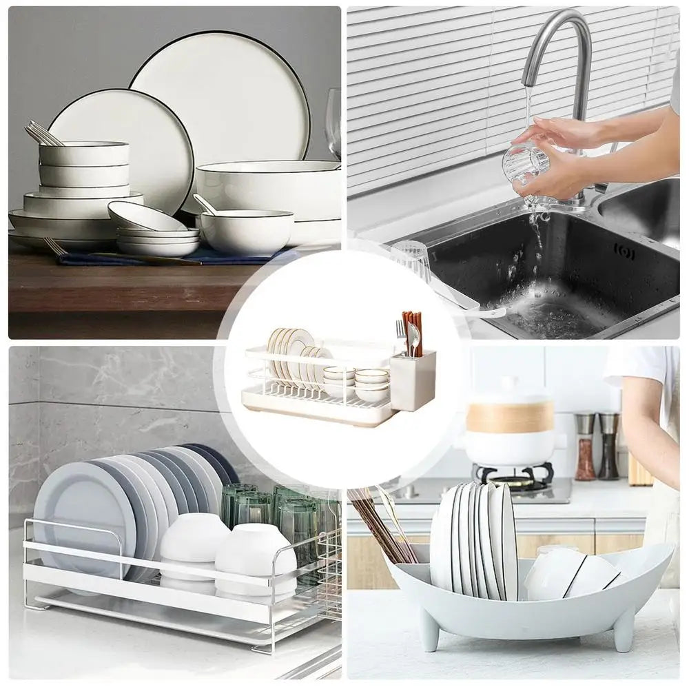 Kitchen Drying Rack Kitchen Dish Storage Rack Countertop Drain Rack  With Utensil Holder Drying Dish Rack Kitchen Supplies