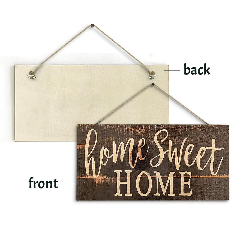 Rustic Home Sweet Wall Hanging Decor Wood Art Plaques Sign Door Sign for Home Living Room Front Door Decor