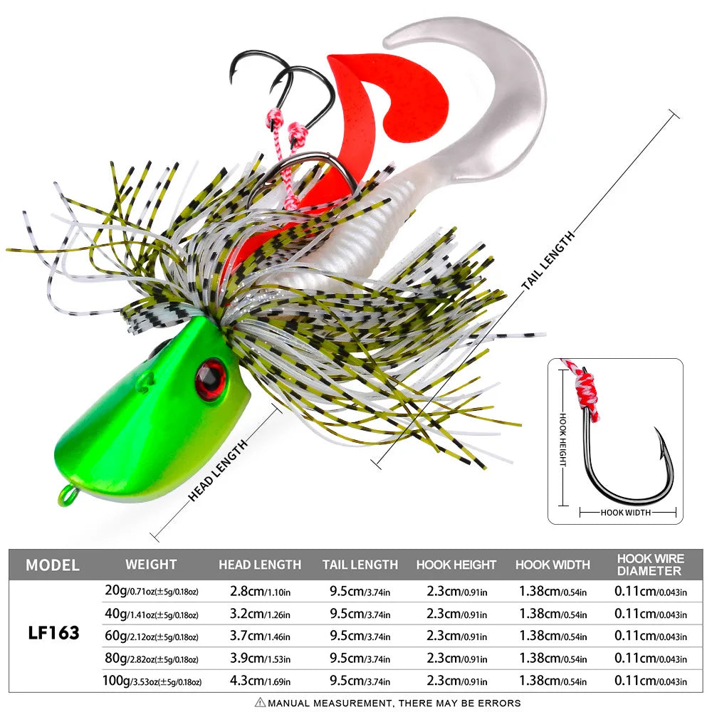 Jigging Head Bait 20g-100g Artificial Pike Fish Bait Bass Baits Blackfish Fishing Lure Wobbler Bladed Skirted Swim Saltwater Jig
