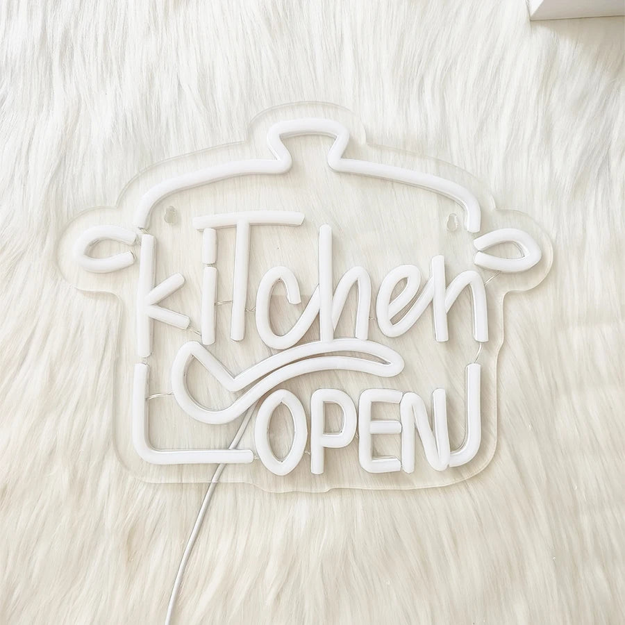 Kitchen Open Led Neon Sign, Kitchen Supplies Icon, Usb Powered, Used For Home Kitchen, Restaurant, Fast Food Business Decor.