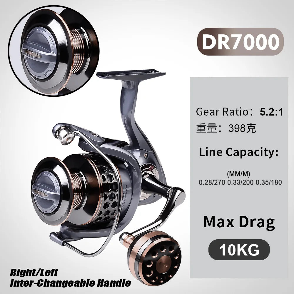 DR Full Metal Line Cup Fishing Reel LUYA SPINNING WHEELS SEA ROD REELS Front Unloading Spinning Wheel 3BB 5-10kg Pulling Power