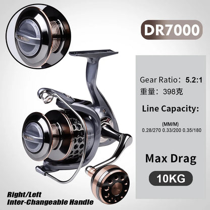DR Full Metal Line Cup Fishing Reel LUYA SPINNING WHEELS SEA ROD REELS Front Unloading Spinning Wheel 3BB 5-10kg Pulling Power