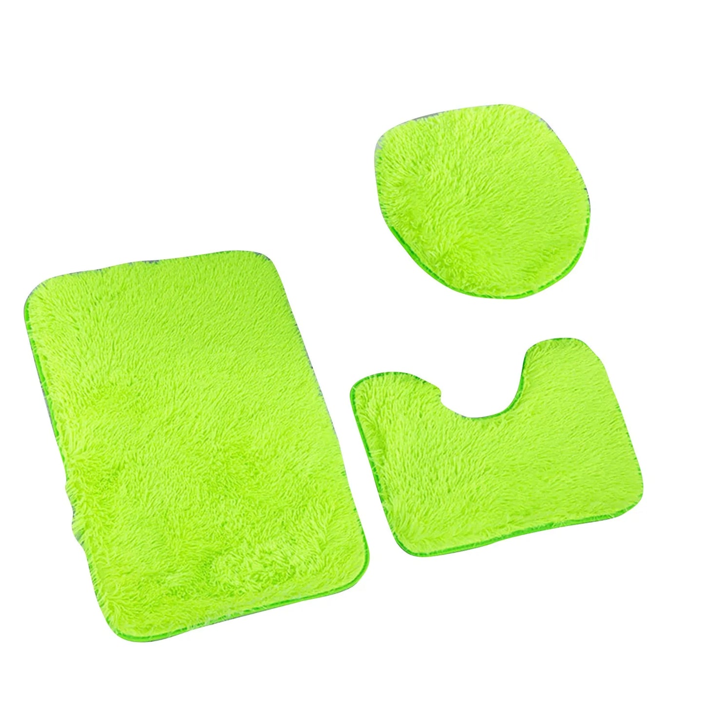 Bathroom Decorative Rug Set Of 3, Chenille Plush Large Rug, Rug And Toilet Seat Cover With Non-Slip Rubber Backing Bathroom