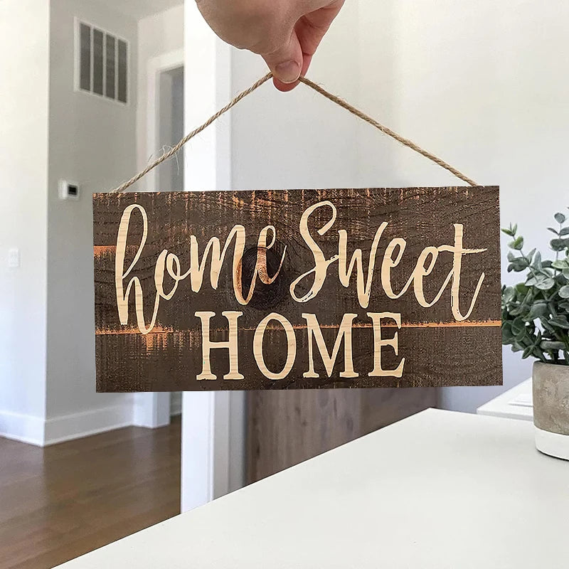 Rustic Home Sweet Wall Hanging Decor Wood Art Plaques Sign Door Sign for Home Living Room Front Door Decor