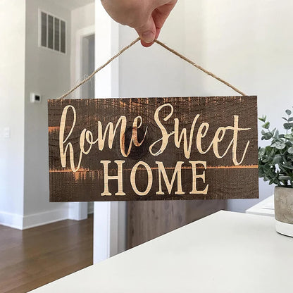 Rustic Home Sweet Wall Hanging Decor Wood Art Plaques Sign Door Sign for Home Living Room Front Door Decor