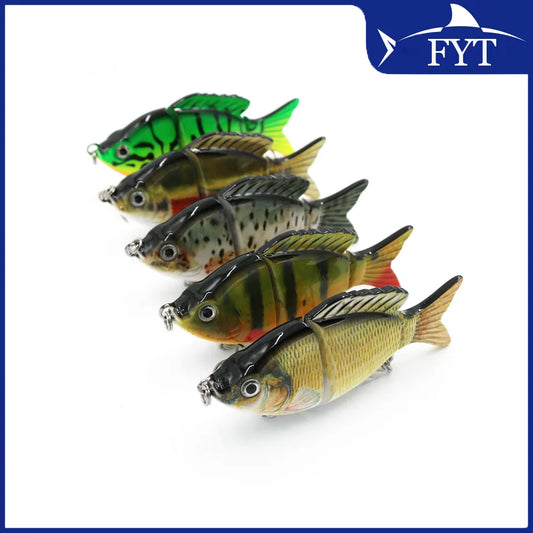 Lifelike Fishing Lures 3.85inch 20g 3 Segmented Metal Jointed Sunfish Lures Soft Baits Popper Lure Minnow LD3010