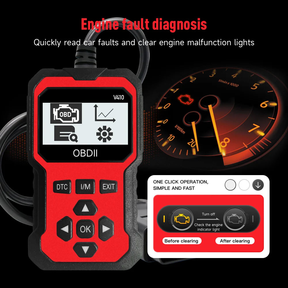 Enhanced Universal Obd Ii Scanner Car Engine Fault Code Reader Can Diagnostic Scan Tool, Read and Clear Error Codes for 1996