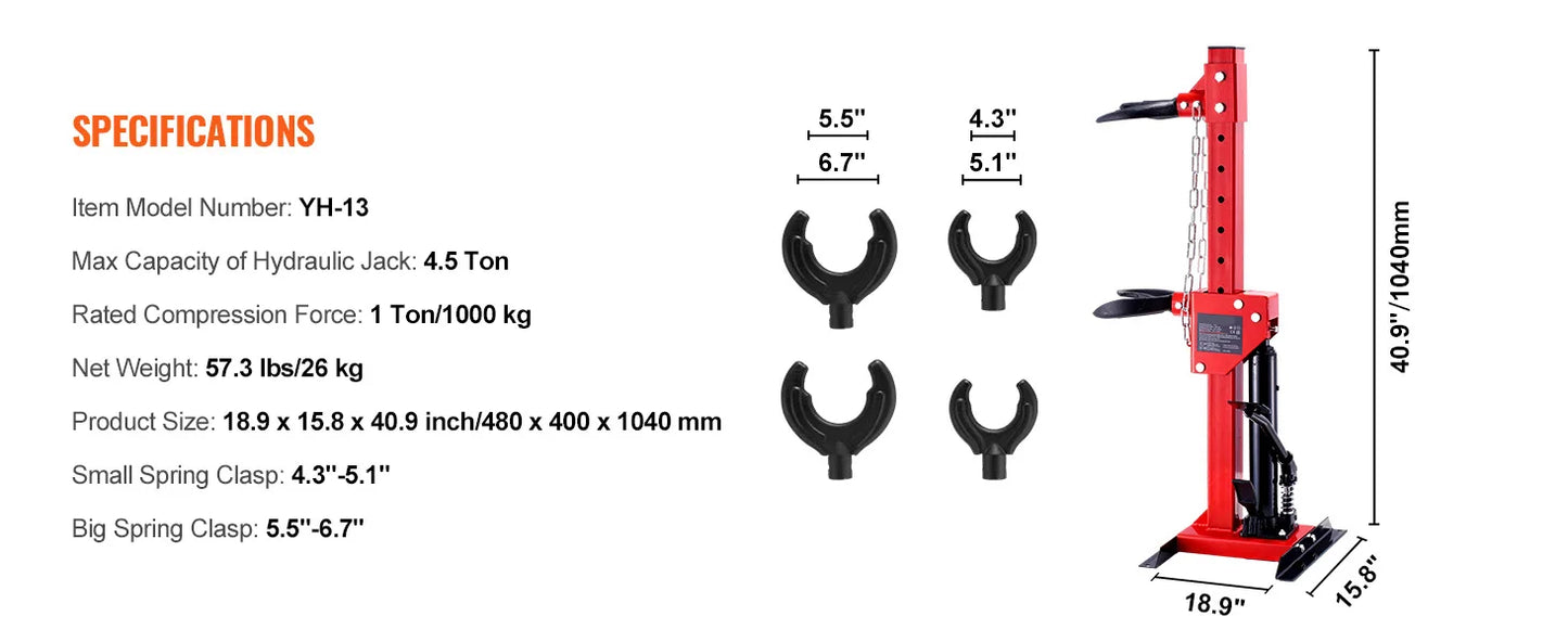 SucceBuy Strut Spring Compressor 4.5 Ton/9920 LBS Hydraulic Jack 1 Ton Rated Compression Force Auto Strut Coil Spring Compressor