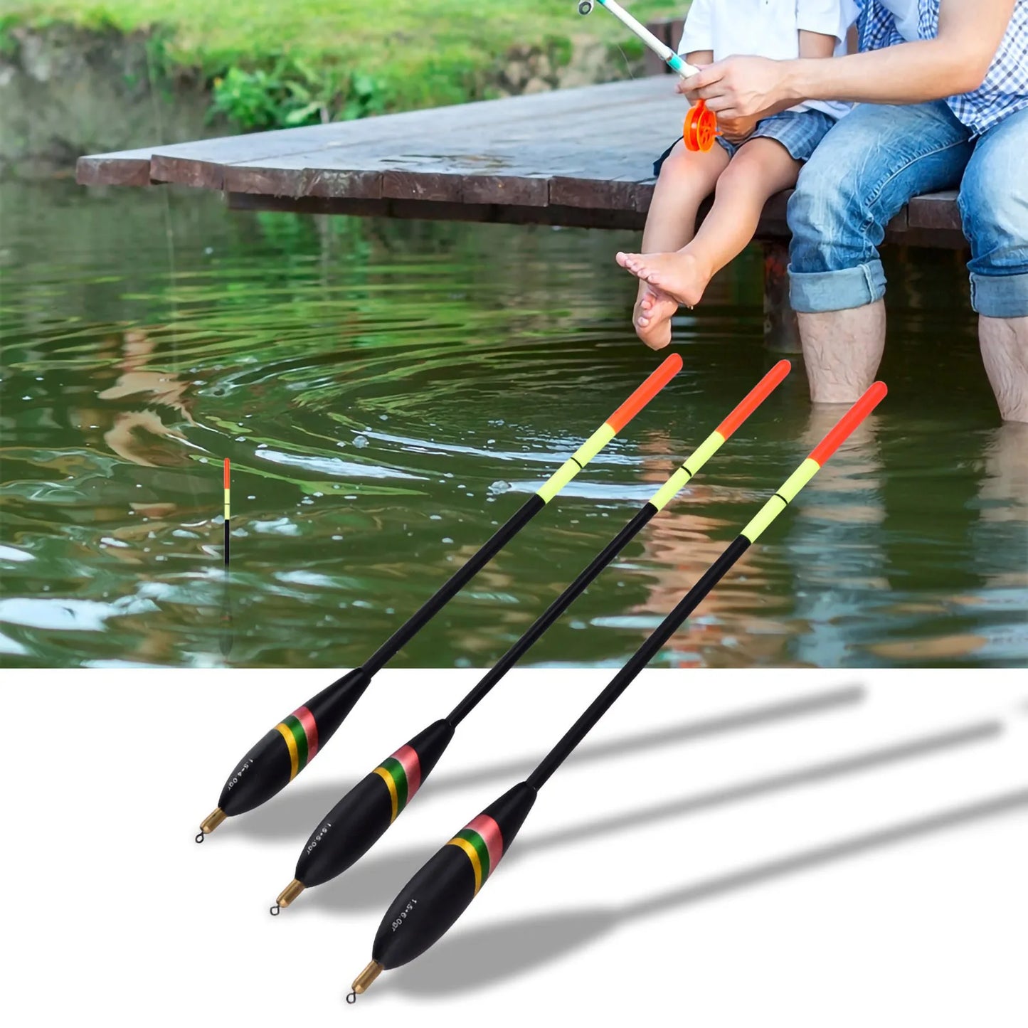 1.5+6g 1.5+5g 1.5+4g  Wooden Fishing Floats Set Bobbers Tackle Accessory Fishing  Bobber Fishing Accessory