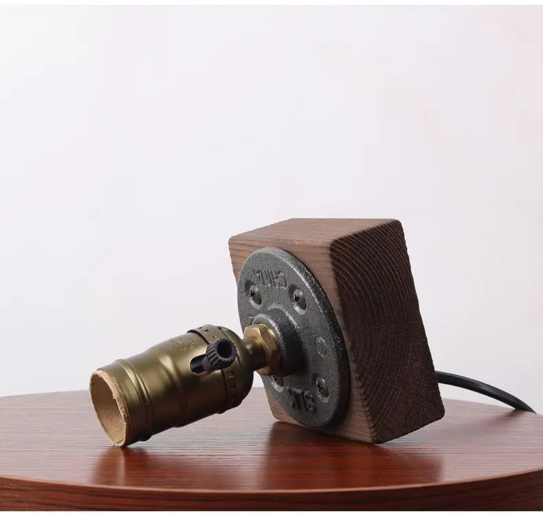 Table Lamp, Wooden Antique Copper Bedside Lamp British Classical Solid Lamp Decoration