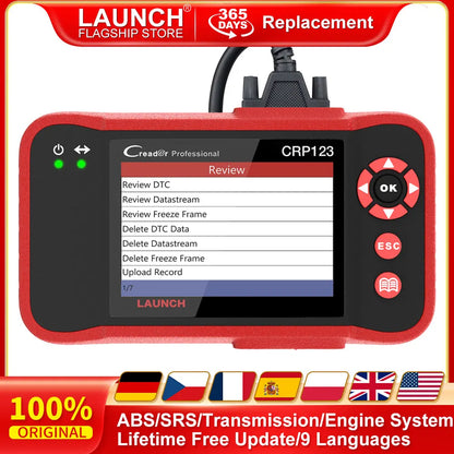 LAUNCH X431 CRP123 OBD2 Car Scanner ABS/SRS/Transmission/Engine Systems Diagnose Tool Lifetime Free Update