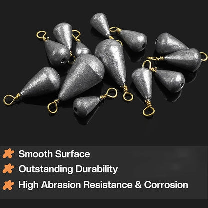 10Pcs Fishing Weights Sinkers Drop Shot Weights with Brass Swivels Casting Bell Weights for Bass Catfish Wacky Fishing Tackle