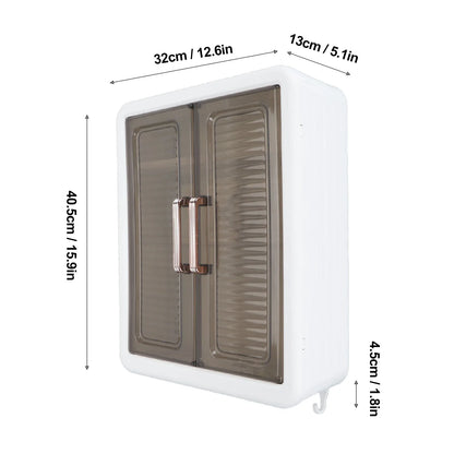 Bathroom Cabinet Wall Mounted Multifunctional Makeup Perfume Cosmetic Organizer Display Cabinet Skincare Storage Rack with Hooks