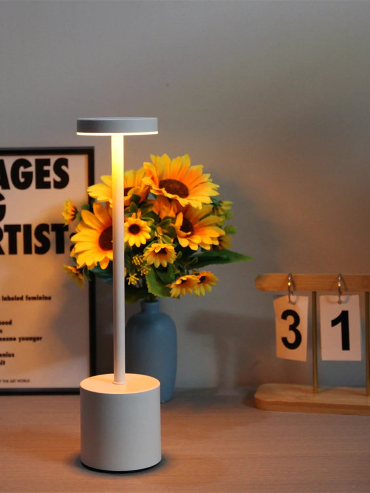 LED Ambient Table Lamp, USB Rechargeable Desk Lamp, Touch Controlled Dimmable Indoor Night Light for Home Decor Bedside Room