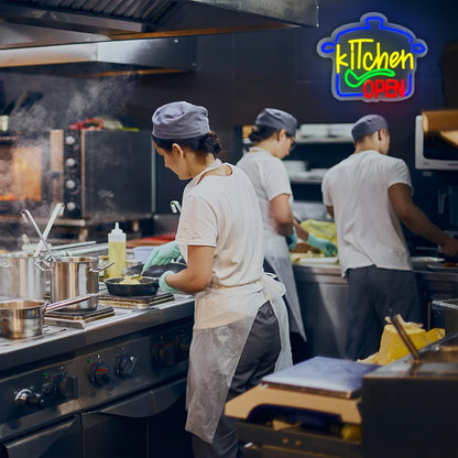 Kitchen Open Led Neon Sign, Kitchen Supplies Icon, Usb Powered, Used For Home Kitchen, Restaurant, Fast Food Business Decor.