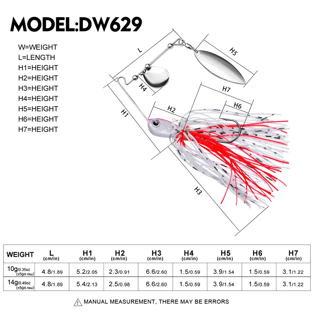 1pcs Bearded Lure Bait 10G 14G Wobblers for Bass Tassel Spinnerbait Metal Sequin Anti Hanging Bottom Biomimetic Fish Bait