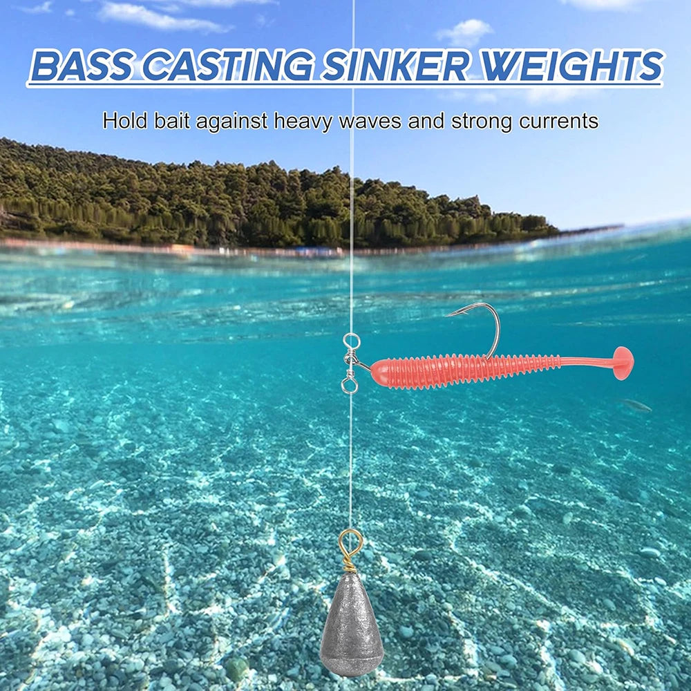 10Pcs Fishing Weights Sinkers Drop Shot Weights with Brass Swivels Casting Bell Weights for Bass Catfish Wacky Fishing Tackle