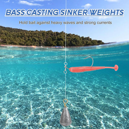10Pcs Fishing Weights Sinkers Drop Shot Weights with Brass Swivels Casting Bell Weights for Bass Catfish Wacky Fishing Tackle