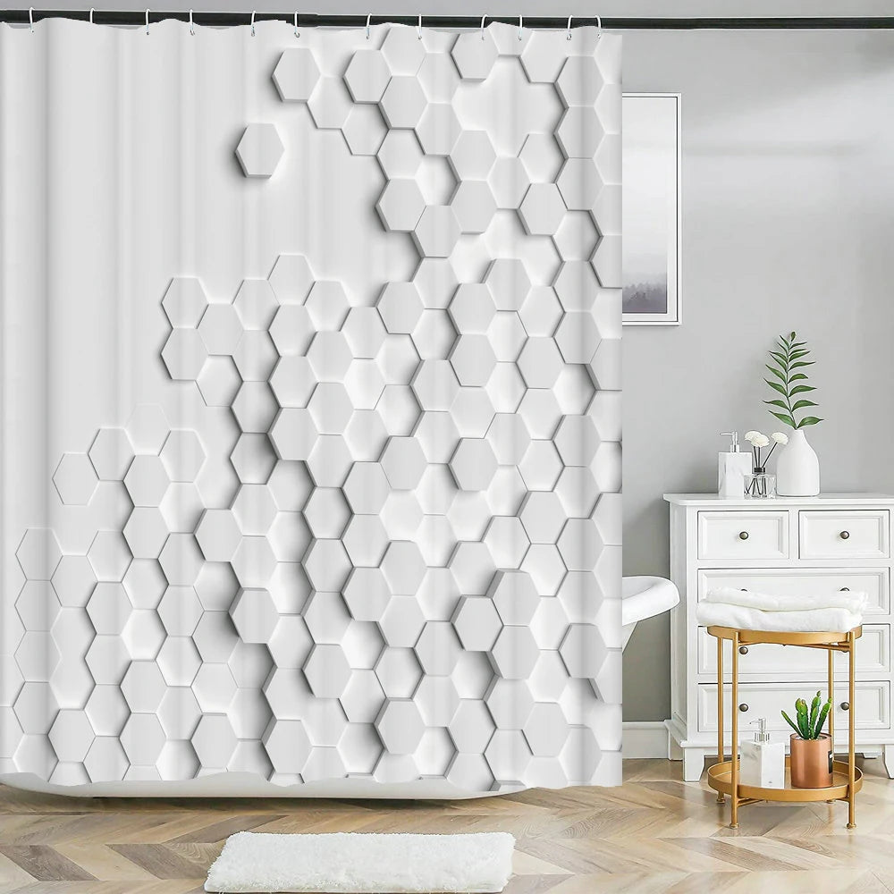 Elegant Bouquet of Fantastic White Flowers 3D Style Shower Curtain Bathroom Curtain with Bath Rug Carpet Set Floral Home Decor