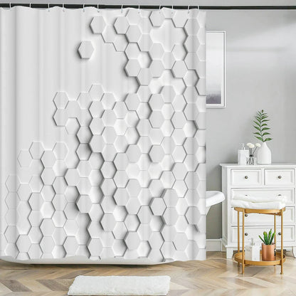 Elegant Bouquet of Fantastic White Flowers 3D Style Shower Curtain Bathroom Curtain with Bath Rug Carpet Set Floral Home Decor