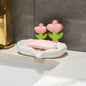 Decorative Soap Tray with Elegant Floral Pattern - Water Draining and Wall-Mounted Soap Container for Bathroom and Kitchen