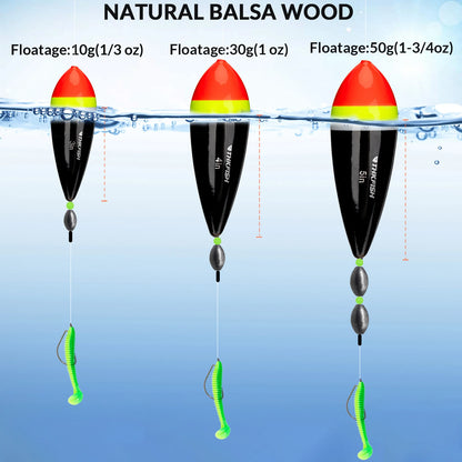 1 piece Fishing Floats Slip Bobber 3in 4in 5in Balsa Wood Fishing Float Buoys Freshwater Floating Bobbers Fishing Tackle