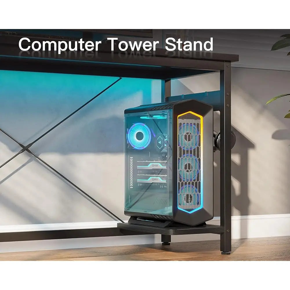 66"" L Shaped Gaming Desk, Corner Computer Desk, Sturdy Home Office Computer Table, Writing Desk, Larger Gaming Desk