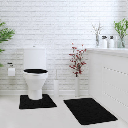 Bathroom Decorative Rug Set Of 3, Chenille Plush Large Rug, Rug And Toilet Seat Cover With Non-Slip Rubber Backing Bathroom