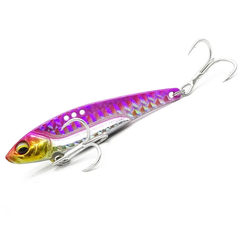 1Pc Metal Vib Lure Weights 7g/14g/18g Long Shot Slots With BKK Reinforcing Hook Jig Artificial Bass Bait Deep Sea Fishing