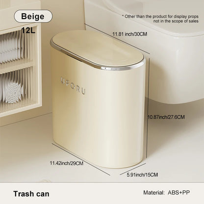 UFORU Garbage can household advanced sense sealed with lid large oval pressing pop lid toilet sewn garbage can