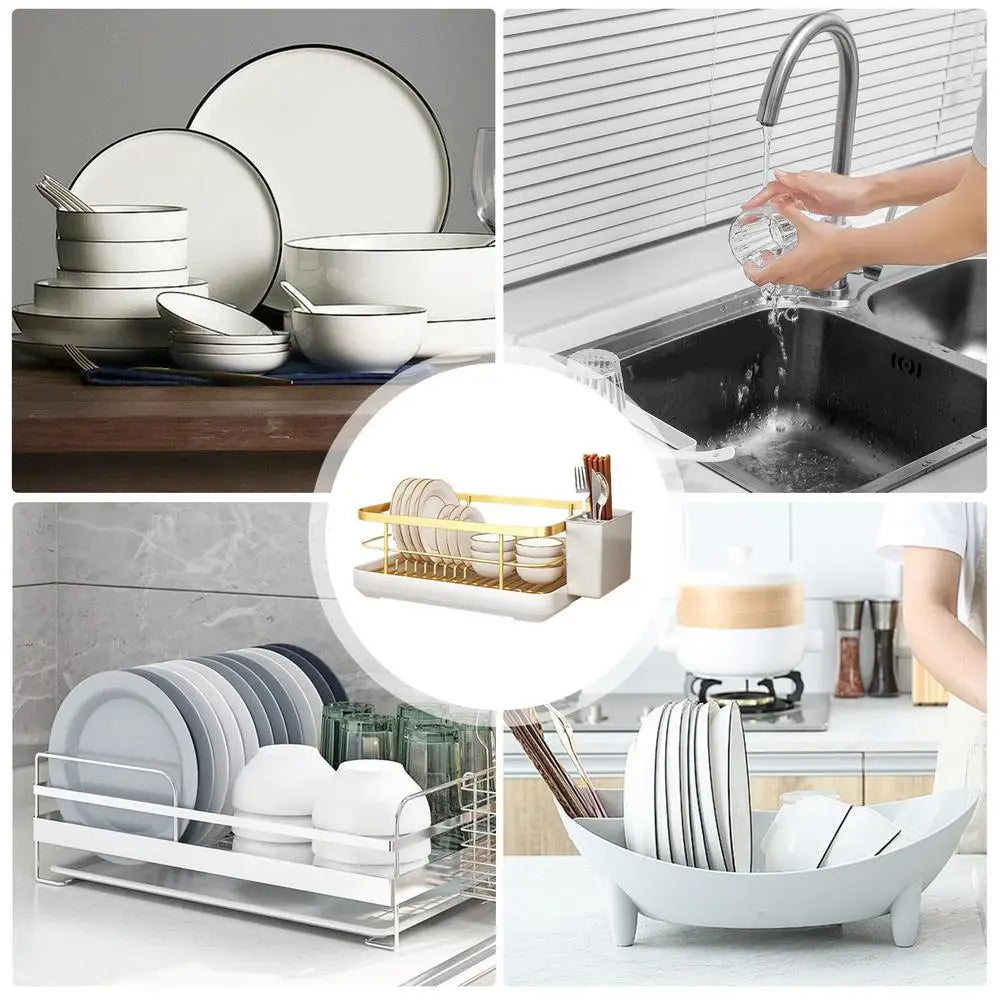 Kitchen Drying Rack Kitchen Dish Storage Rack Countertop Drain Rack  With Utensil Holder Drying Dish Rack Kitchen Supplies