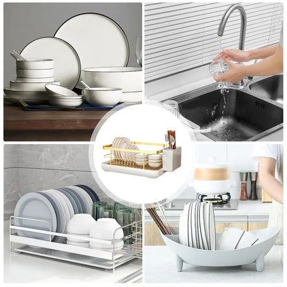 Kitchen Drying Rack Kitchen Dish Storage Rack Countertop Drain Rack  With Utensil Holder Drying Dish Rack Kitchen Supplies