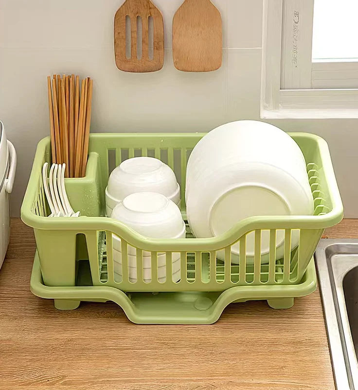 Kitchen Drainage Rack With Drainer Board Countertop Utensils Plates Chopsticks Bowls Spoons Storage Dish Drying Rack