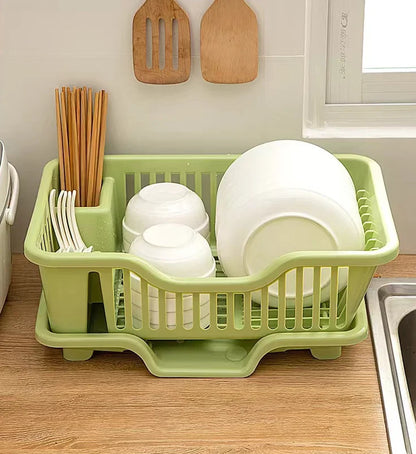 Kitchen Drainage Rack With Drainer Board Countertop Utensils Plates Chopsticks Bowls Spoons Storage Dish Drying Rack