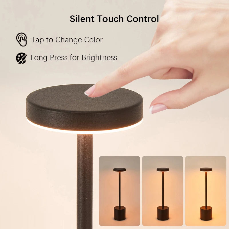 LED Ambient Table Lamp, USB Rechargeable Desk Lamp, Touch Controlled Dimmable Indoor Night Light for Home Decor Bedside Room