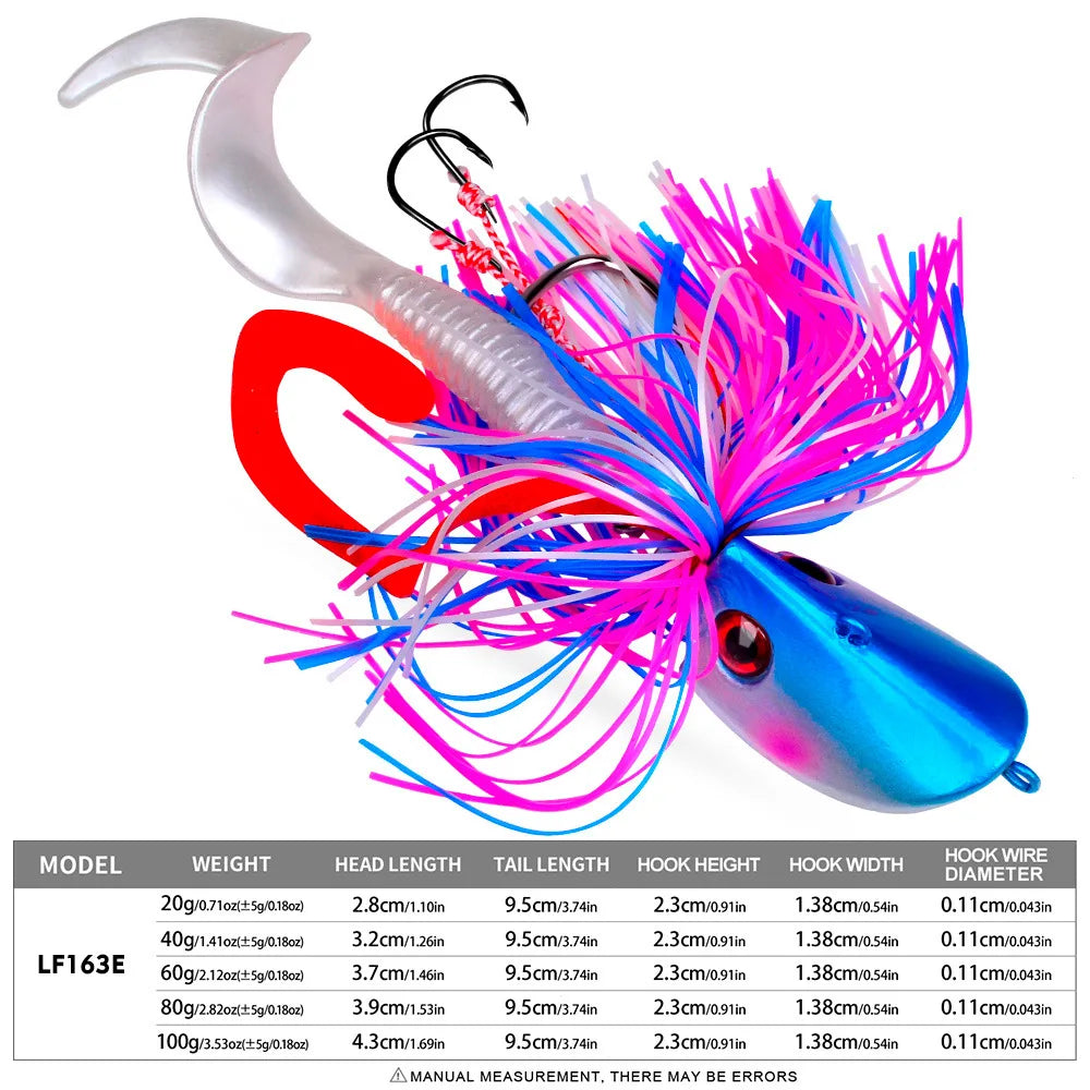 Jigging Head Bait 20g-100g Artificial Pike Fish Bait Bass Baits Blackfish Fishing Lure Wobbler Bladed Skirted Swim Saltwater Jig