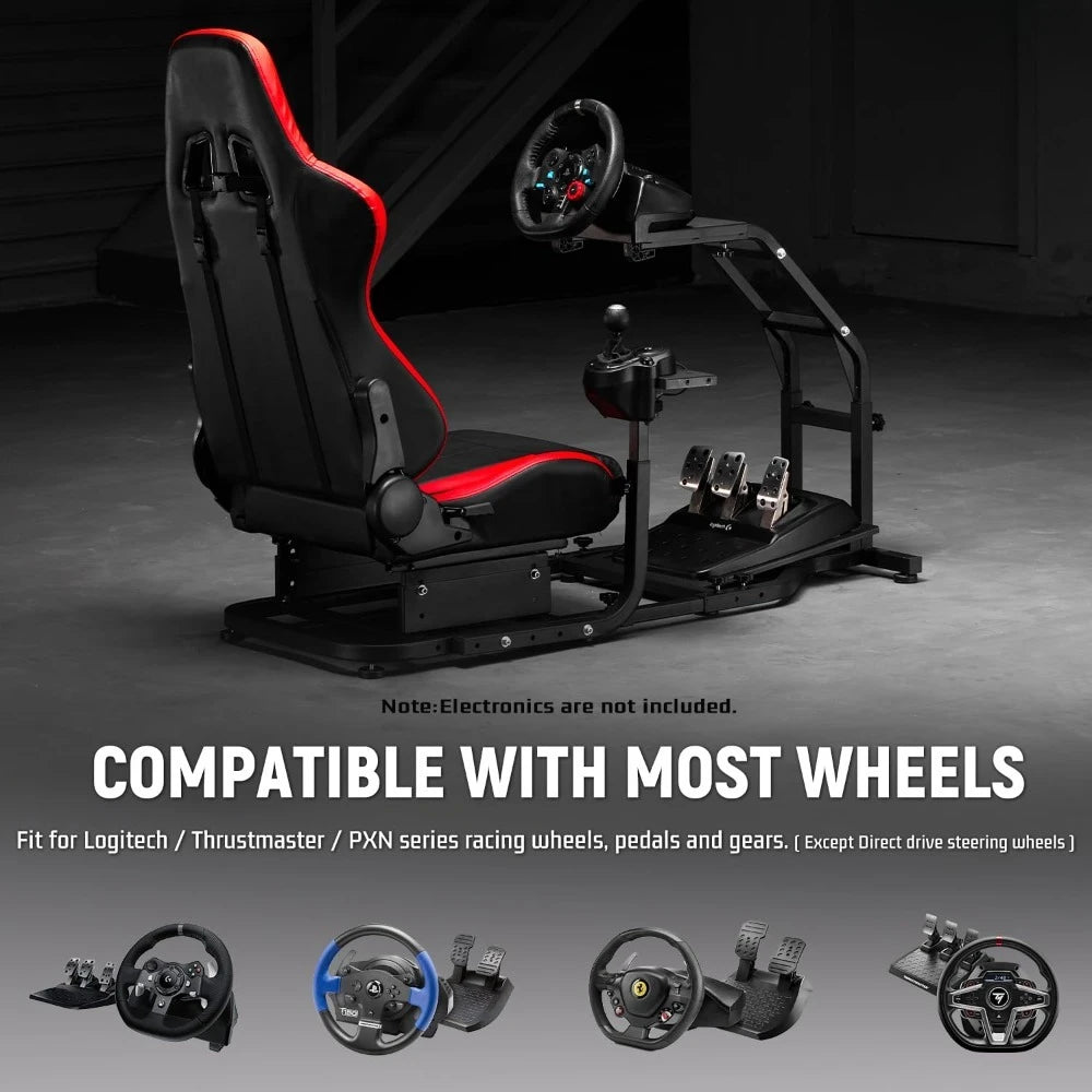 Popular - G29 Adjustable Gaming Sim Cockpit W/Red Seat Fits for Logitech G920 G923,Thrustmaster T300 Racing Steering Wheel Stand