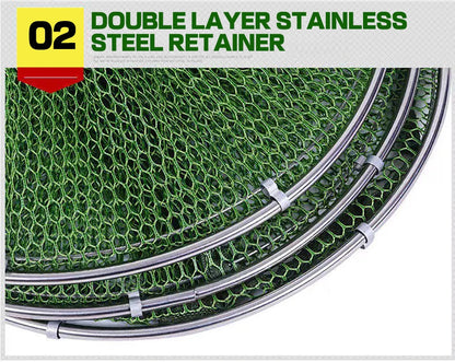 50kg Load Fishing Care Net Stainless Steel Collapsible Fish Basket Dip Nets To Keep Fish Alive in Water Large Storage Fyke Nets