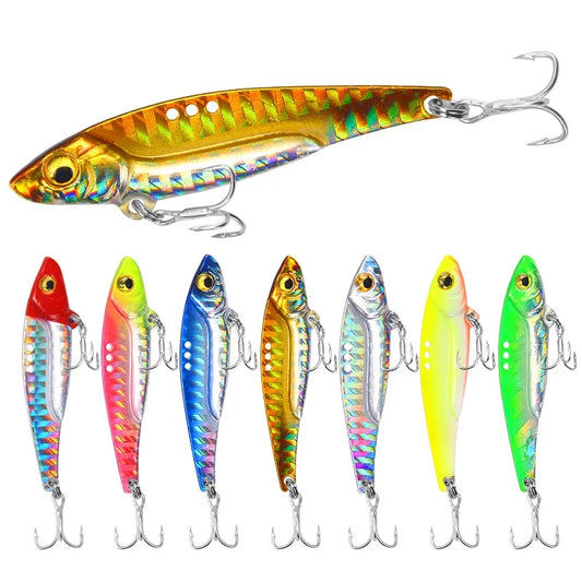 1Pc Metal Vib Lure Weights 7g/14g/18g Long Shot Slots With BKK Reinforcing Hook Jig Artificial Bass Bait Deep Sea Fishing