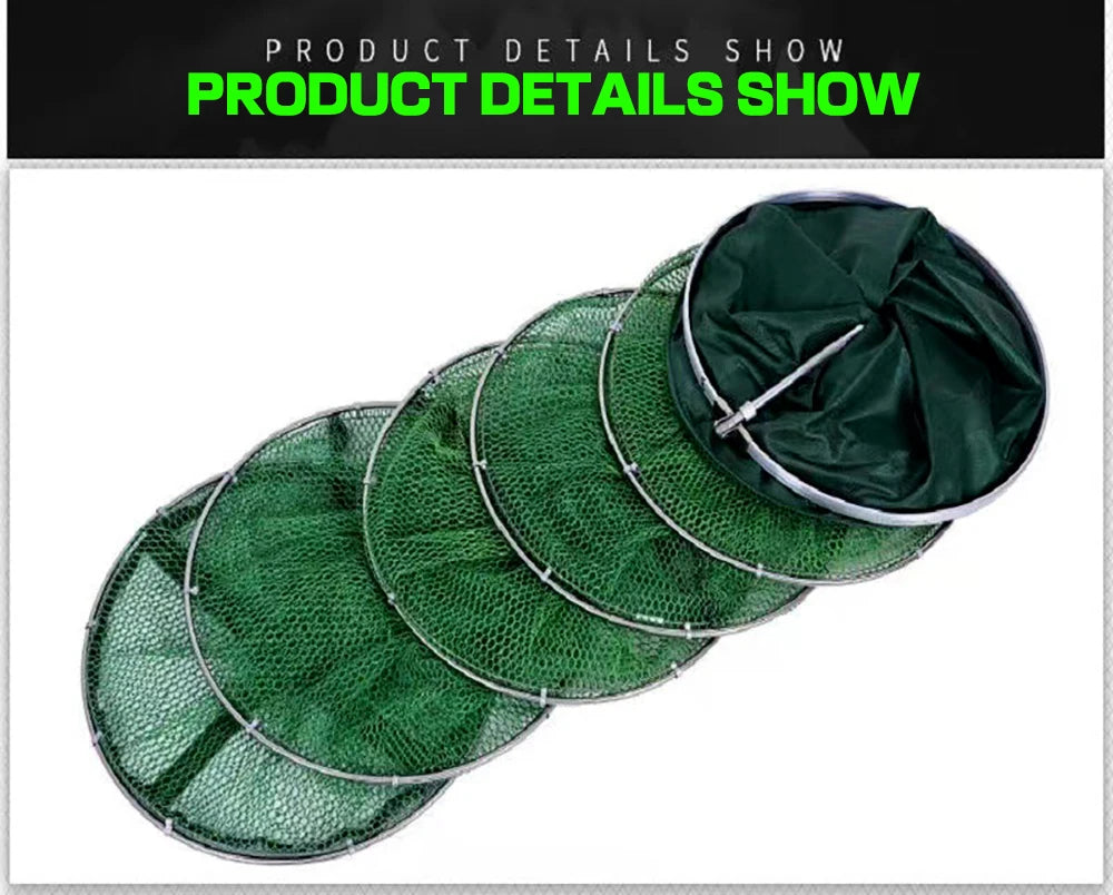 50kg Load Fishing Care Net Stainless Steel Collapsible Fish Basket Dip Nets To Keep Fish Alive in Water Large Storage Fyke Nets