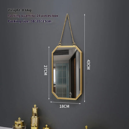Iron square wall mirror hanging bathroom bathroom dormitory mirror hanging wall washing table wall hanging makeup mirror