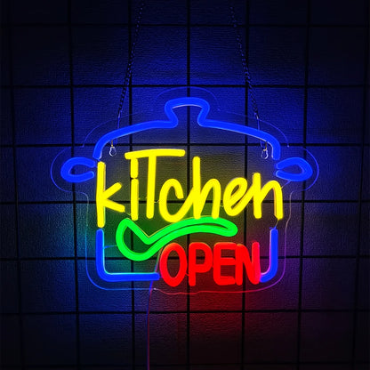 Kitchen Open Led Neon Sign, Kitchen Supplies Icon, Usb Powered, Used For Home Kitchen, Restaurant, Fast Food Business Decor.
