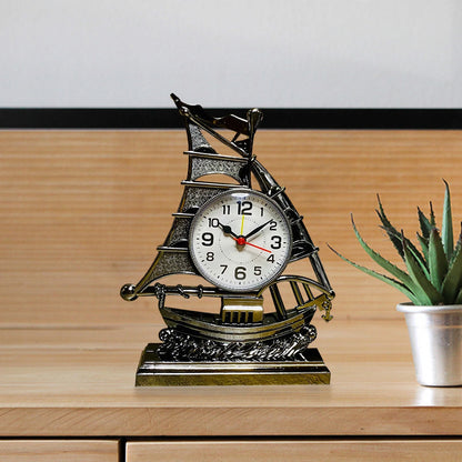 Desk Clock Home Decor Ornament Sailing Figurine Alarm Clock Table Clocks for Kitchen Bedroom Office Living Room Kids