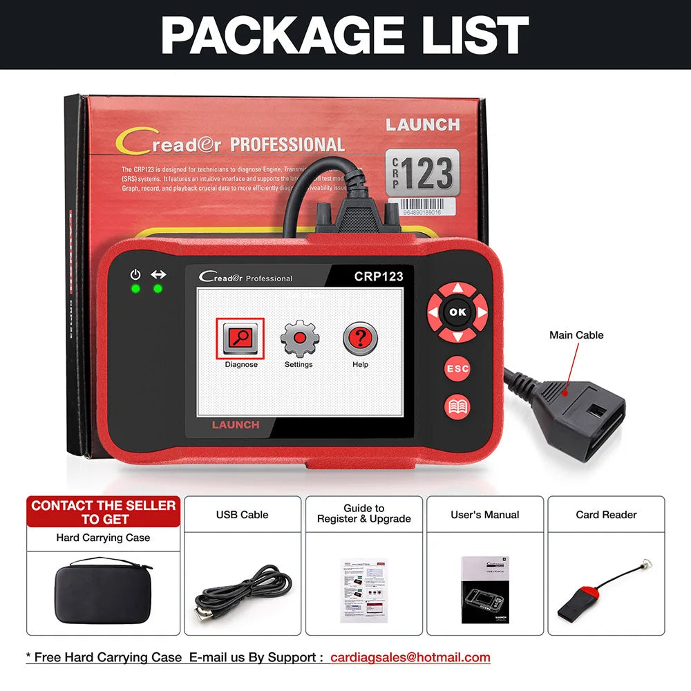 LAUNCH X431 CRP123 OBD2 Car Scanner ABS/SRS/Transmission/Engine Systems Diagnose Tool Lifetime Free Update