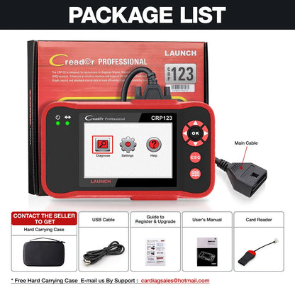 LAUNCH X431 CRP123 OBD2 Car Scanner ABS/SRS/Transmission/Engine Systems Diagnose Tool Lifetime Free Update