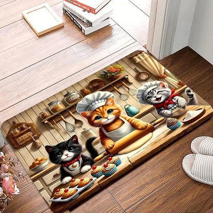 Kitten Cute Cat Kitchen Doormat Floor Mat Rug Carpet for Entryway Kitchen Anti-slip  Home Decor Accessory Halloween Gift
