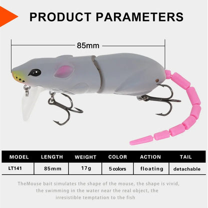 1PCS Swimbaits Mouse Lures Artificial Floating Surface 85mm/17g Wobblers Bionic Spro BBZ Rat Baits For Pike Fishing Pesca Bass