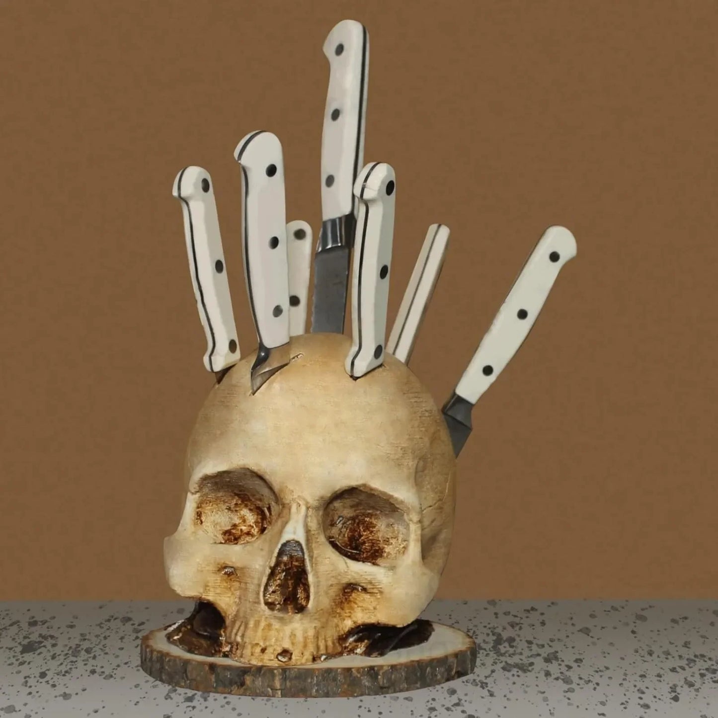 Kitchen Knives Holder Skull Skeleton Knives Stand Scary Party Storage Rack Decor Horror Head Organizers Rack Kitchen Accessories