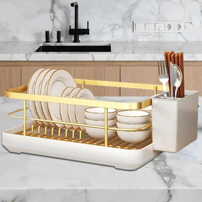 Kitchen Drying Rack Kitchen Dish Storage Rack Countertop Drain Rack  With Utensil Holder Drying Dish Rack Kitchen Supplies